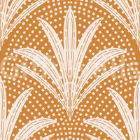 Palm leaf boho wallpaper caramel brown shade, GD1045