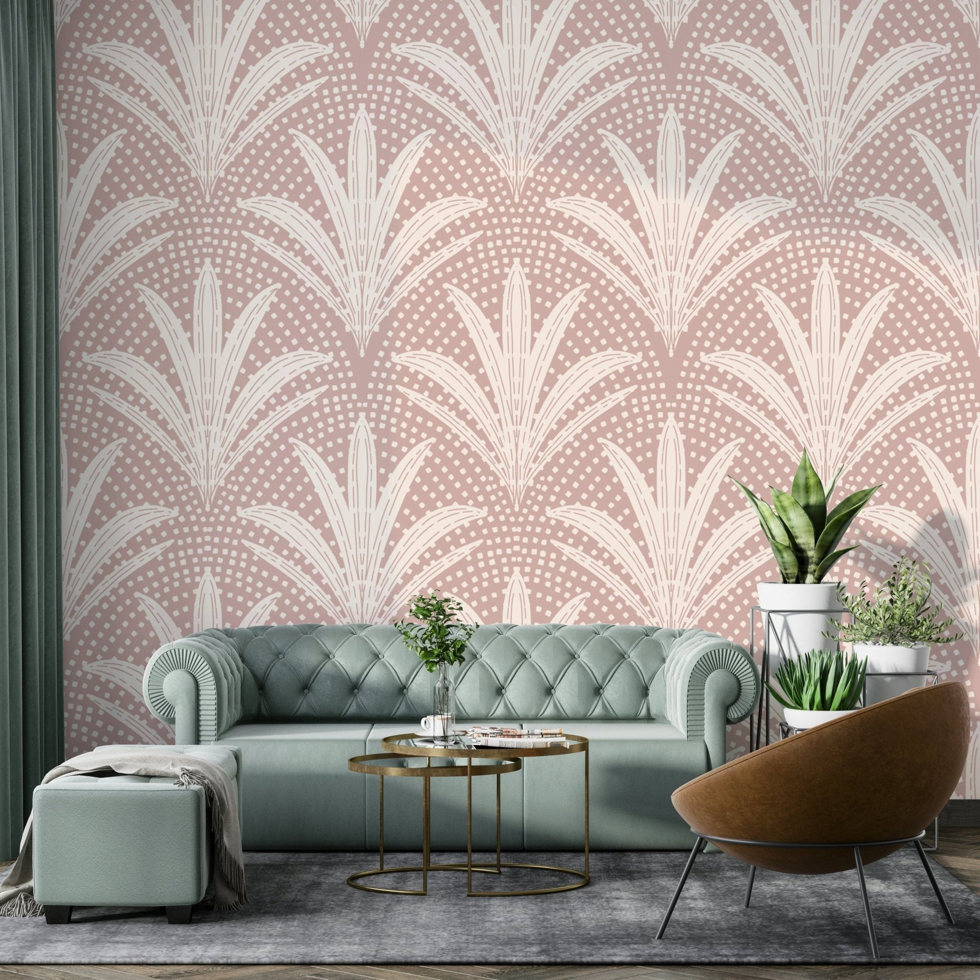 Palm radiance wallpaper in mauve tone

