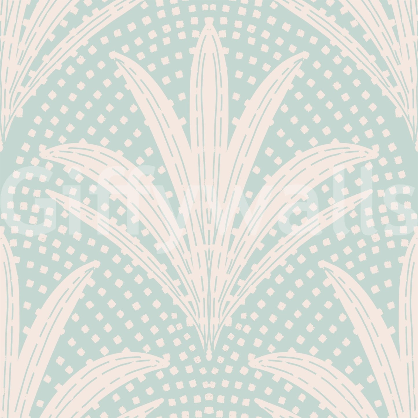 Palm leaf boho wallpaper soft blue shade

