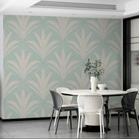Rustic boho palm leaf wallpaper soft blue

