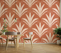 Boho rustic palm wallpaper warm terracotta

