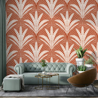 Terracotta boho palm leaf wallpaper pattern

