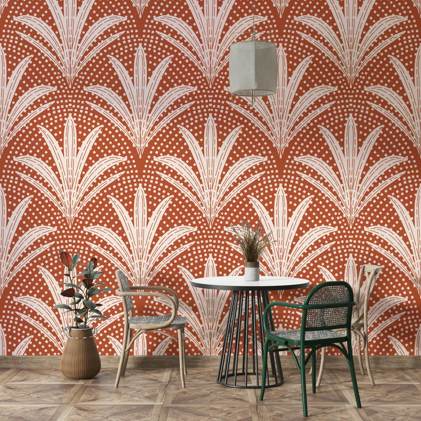Boho rustic palm terracotta wallpaper

