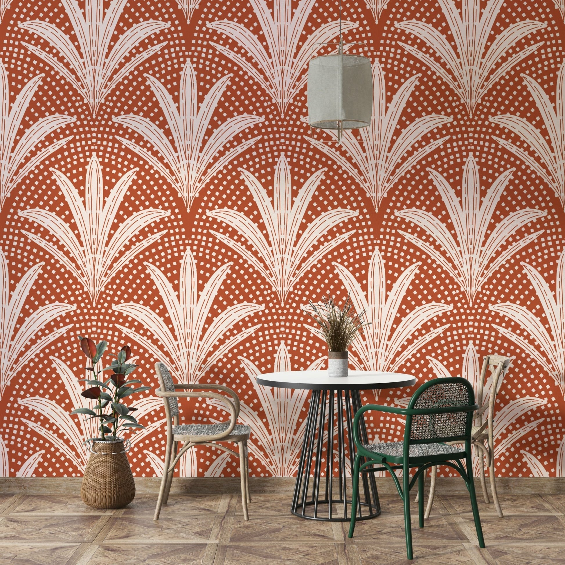 Boho rustic palm terracotta wallpaper

