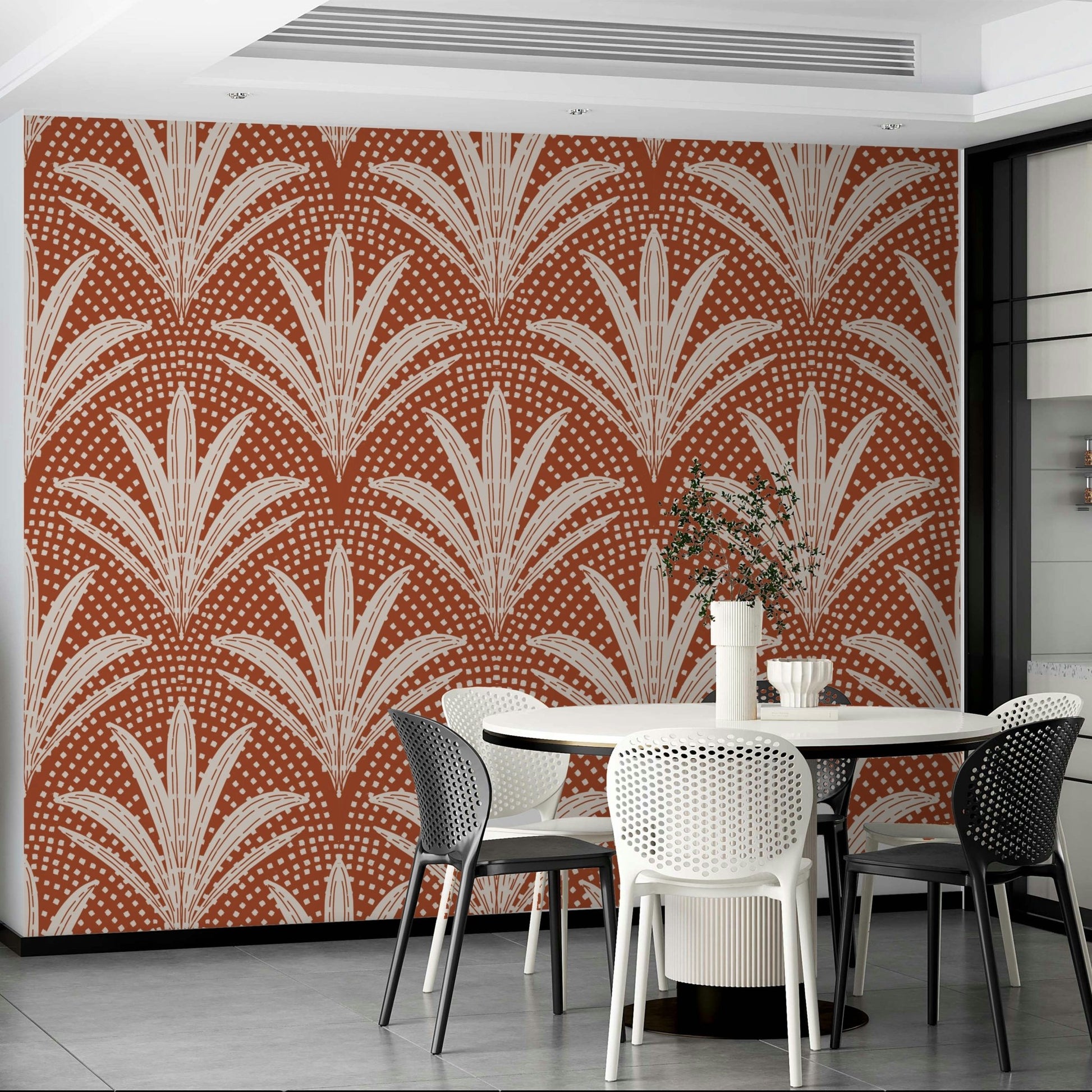 Rustic boho terracotta palm wallpaper art

