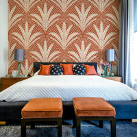 Boho style rustic palm terracotta wallpaper

