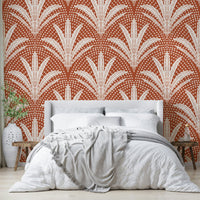 Rustic terracotta palm wallpaper design

