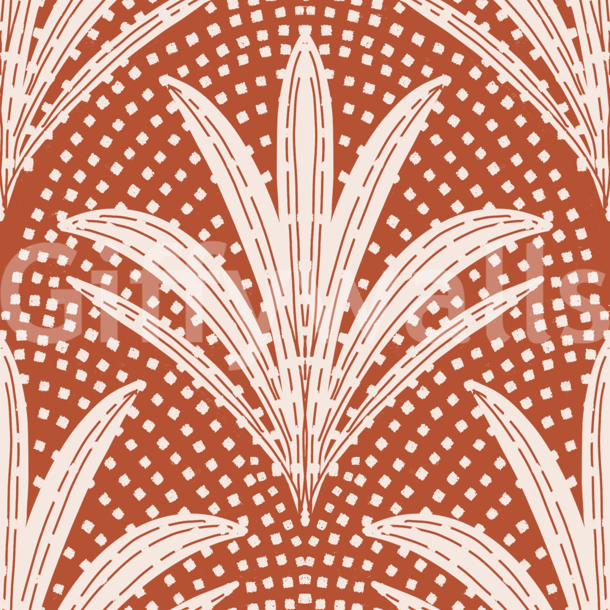 Rustic palm leaf wallpaper terracotta shade

