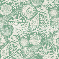 Boho Seashell Coral wallpaper layers reef textures, sponges, and ammonites in cream.GD9550
