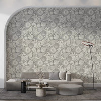 Living room feel coastal with gray reef sketches on Boho Seashell wallpaper.
GD9542