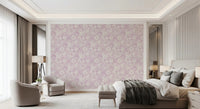 Hand-sketched marine life spreads across Boho Seashell Coral wallpaper in cream lines.GD9546