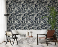 Master hallway backdrops feel coastal with Coral Midnight Blue wallpaper.
GD9544