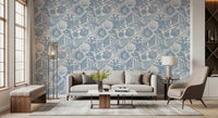 Beneath the motifs, a fine linen grain shows in Boho Seashell wallpaper.GD9545