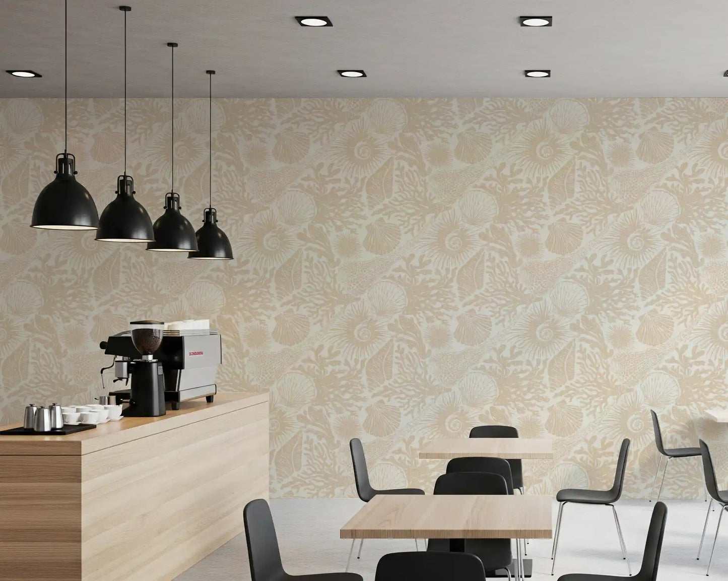 Beige line drawings sit on a warm cream base in Boho Sand wallpaper.GD9549