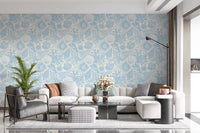 Master Hallway backdrops feel airy with Coral Soft Blue wallpaper.r⁠GD9543