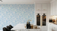 Tiny canvas weave runs under the ivory backdrop of Boho Seashell wallpaper.GD9543