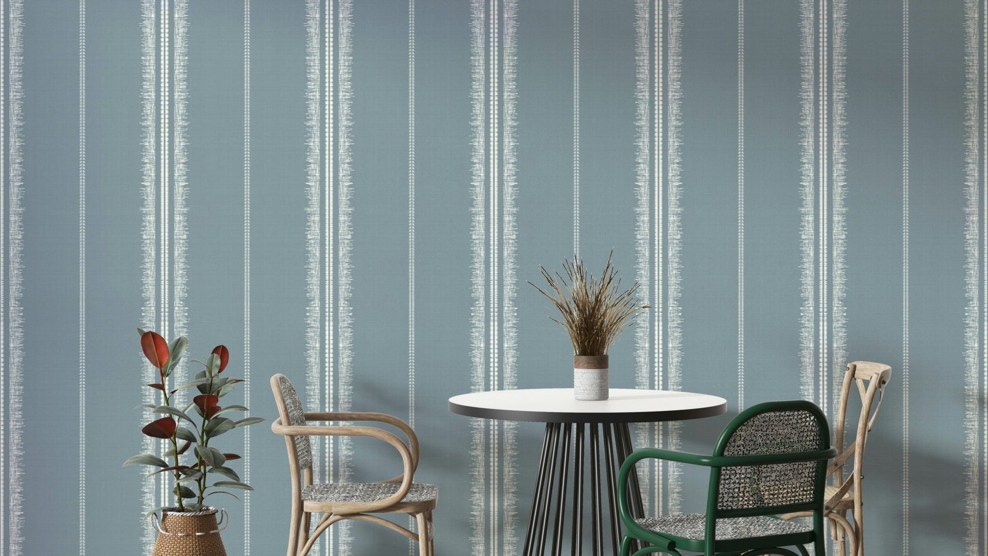 Boho Stripes Arona Wallpaper with a chic linen texture, GD2350
