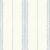 Natural linen wallpaper with blue boho stripes for interiors.

