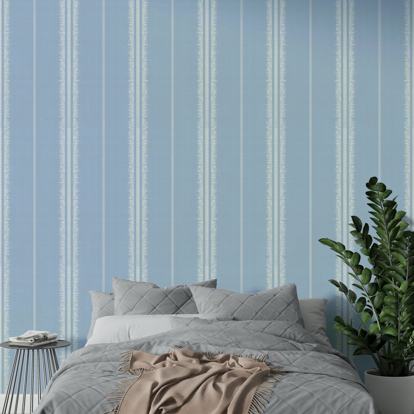 Elegant boho striped design with a refreshing sky blue hue


