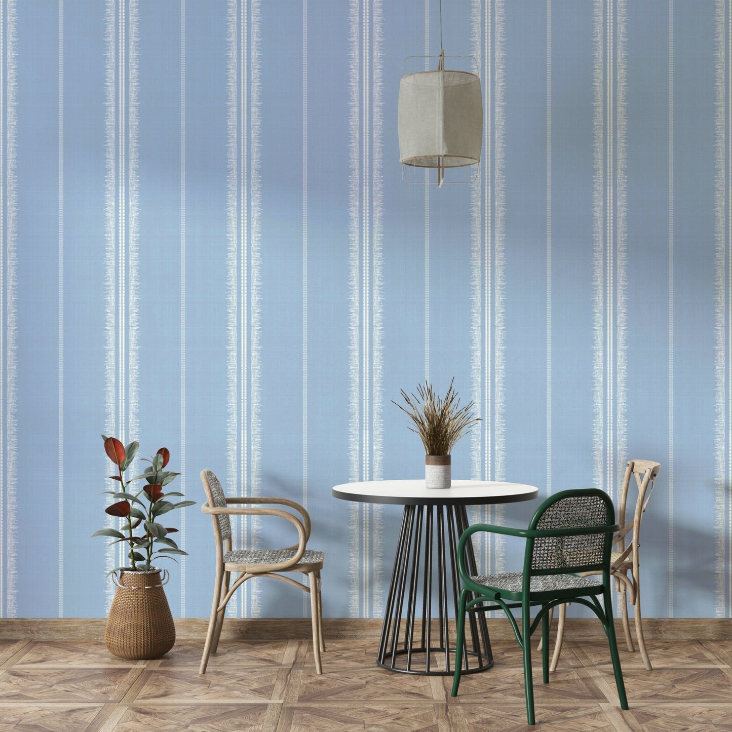 Light, airy sky blue stripes bringing a natural feel to your room

