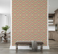 Quixotic peel and stick wallpaper, Boho Sunburst Bloom Floral Design.