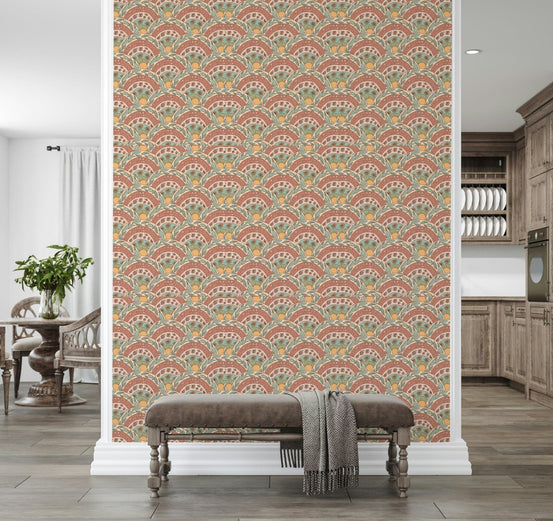 Quixotic peel and stick wallpaper, Boho Sunburst Bloom Floral Design., GD6644