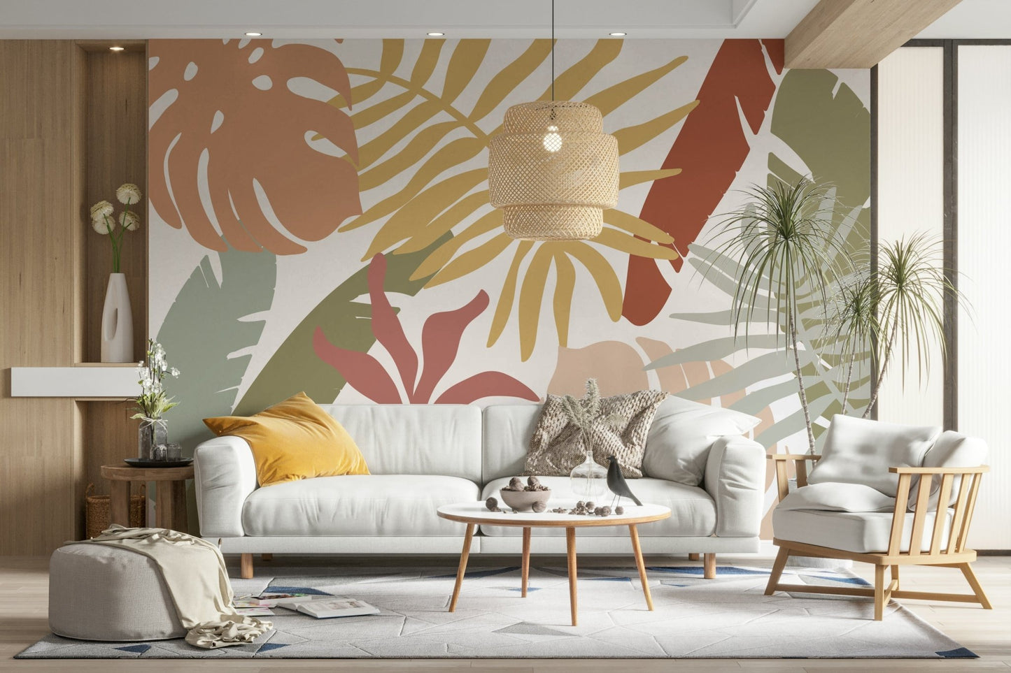 Boho Tropical Leaves Wall Mural