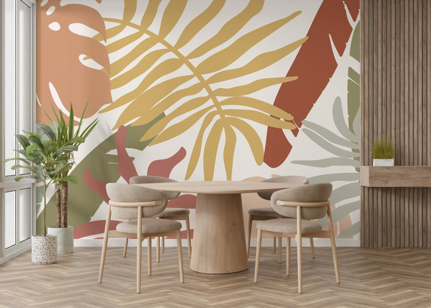 Boho Tropical Leaves Wall Mural