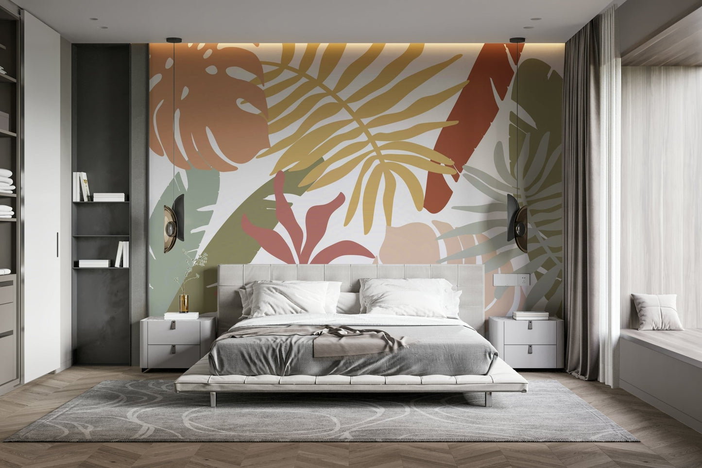 Boho Tropical Leaves Wall Mural