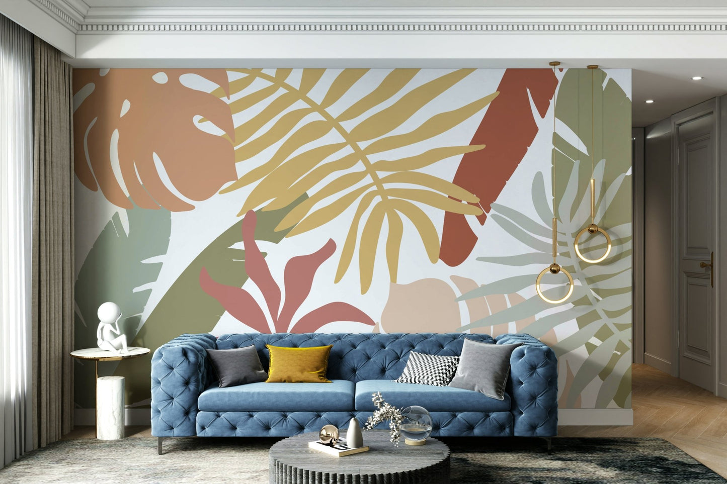Boho Tropical Leaves Wall Mural