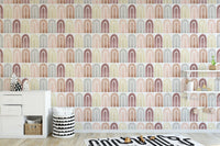 Watercolor abstract boho mural design
