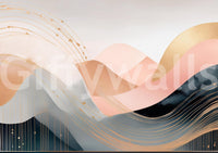 Kids' bedroom wall with colorful Boho waveforms design.

