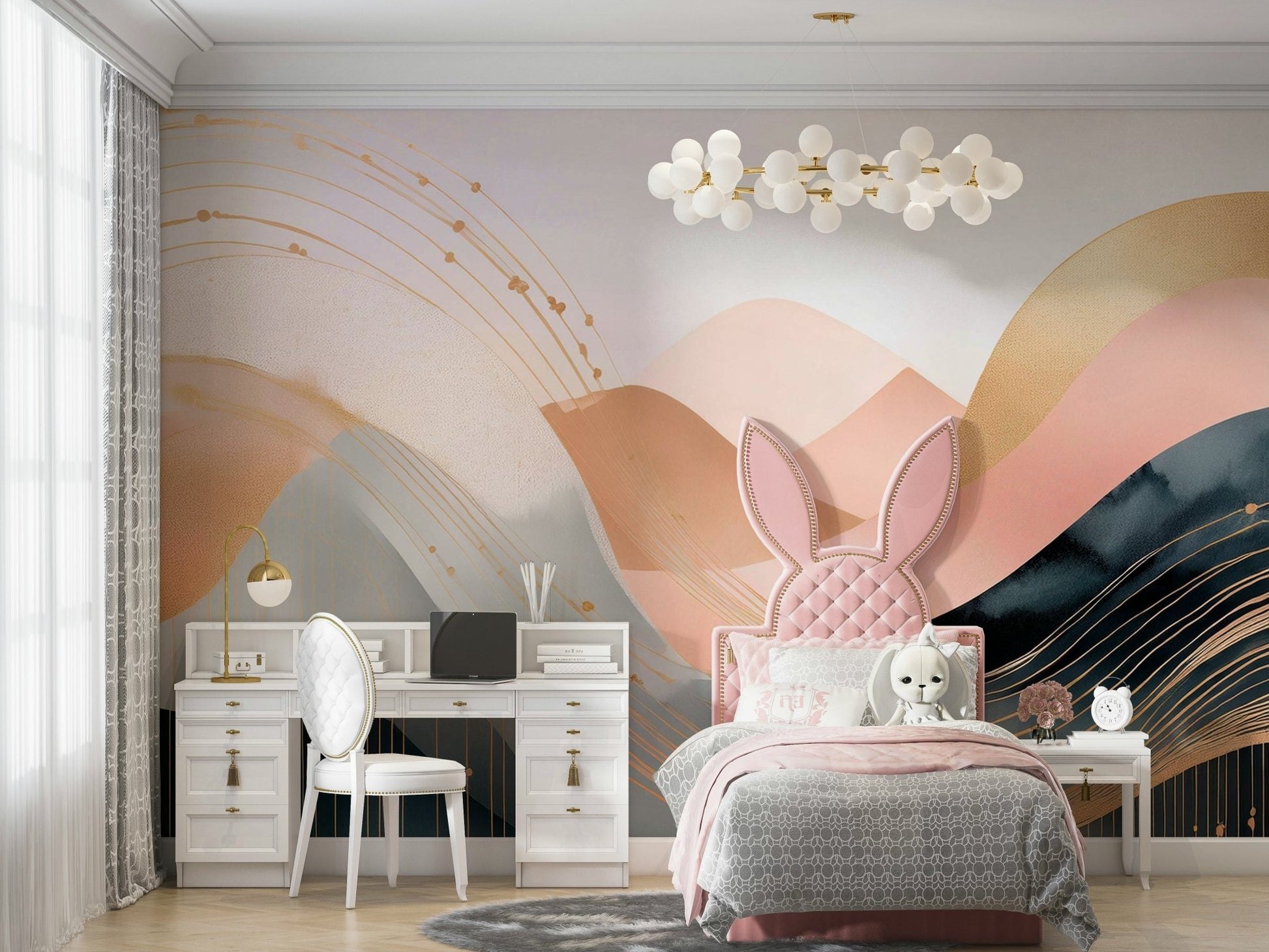 Trendy Boho wave patterns for kids' bedroom walls.

