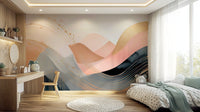 Bold and playful wave design mural for kids' rooms.

