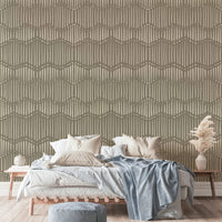 The colors are soft and serene, with a uniform greenish-brown tone.

