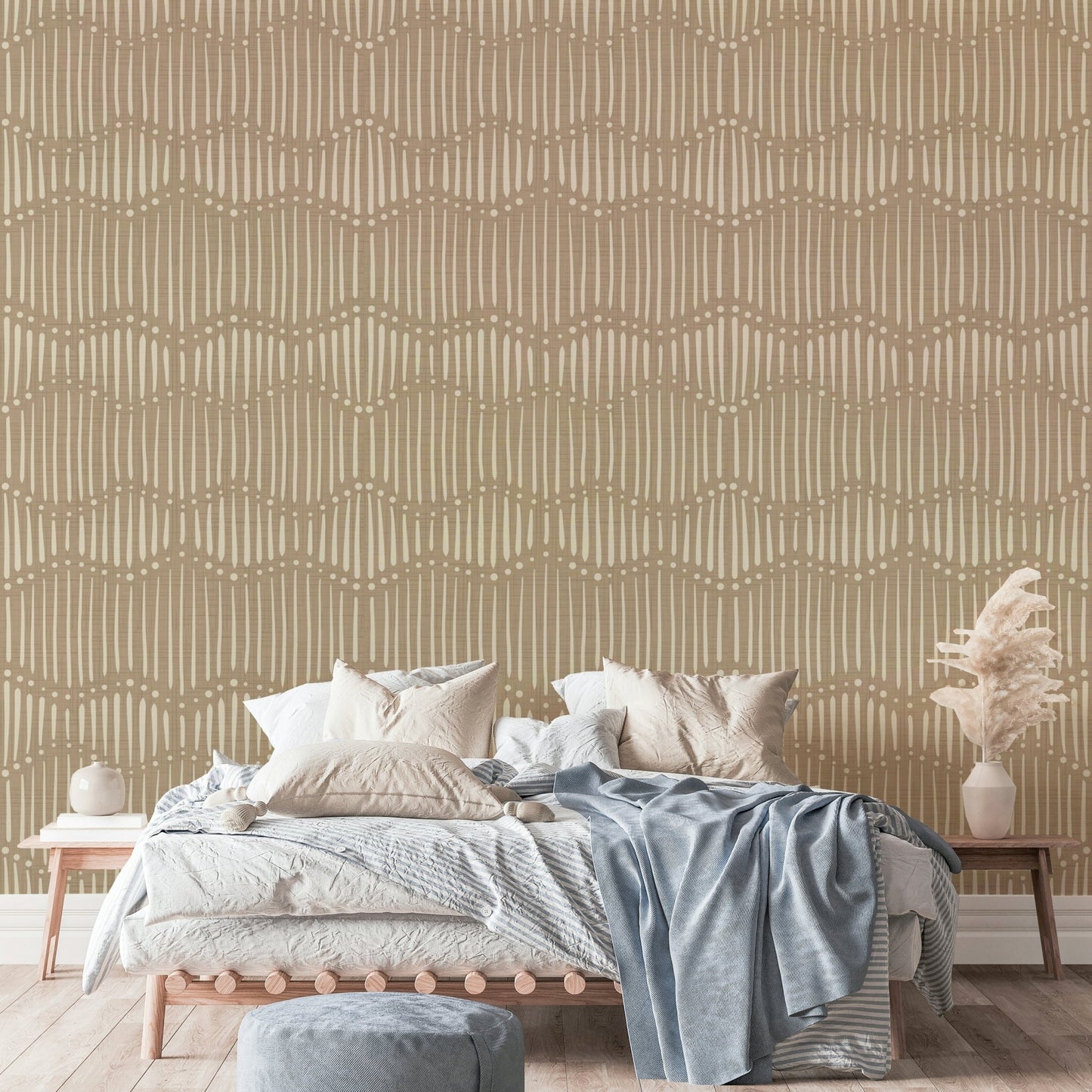 The room's lighting highlights the peaceful feel of the pattern.

