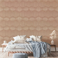 The colors are soft and serene, with warm, earthy tones.

