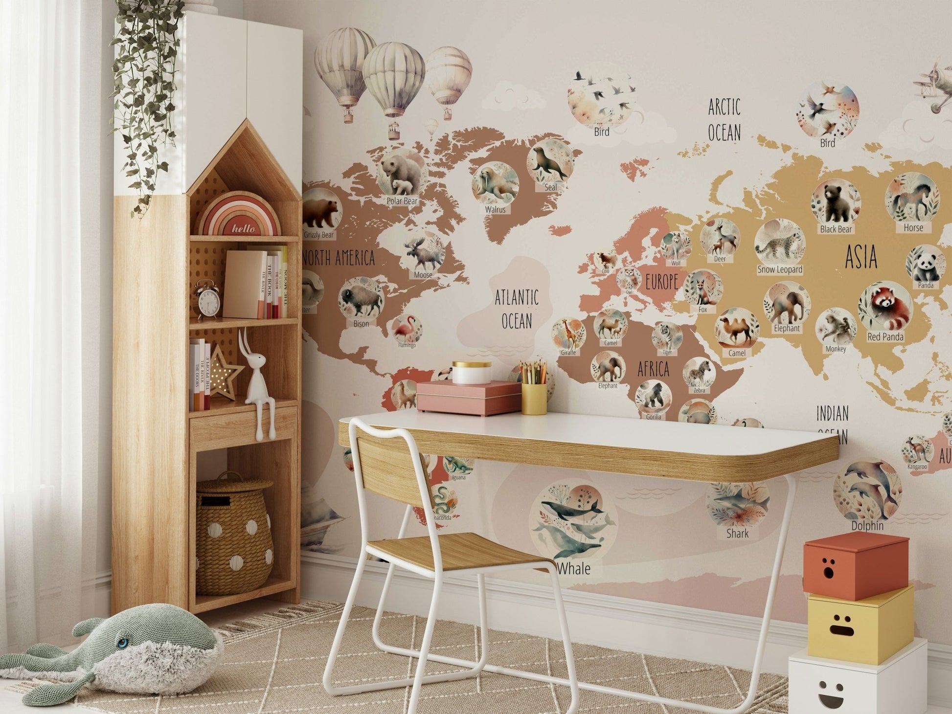 The peel and stick wallpaper on a smooth wall surface.

