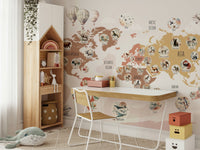 The peel and stick wallpaper on a smooth wall surface.

