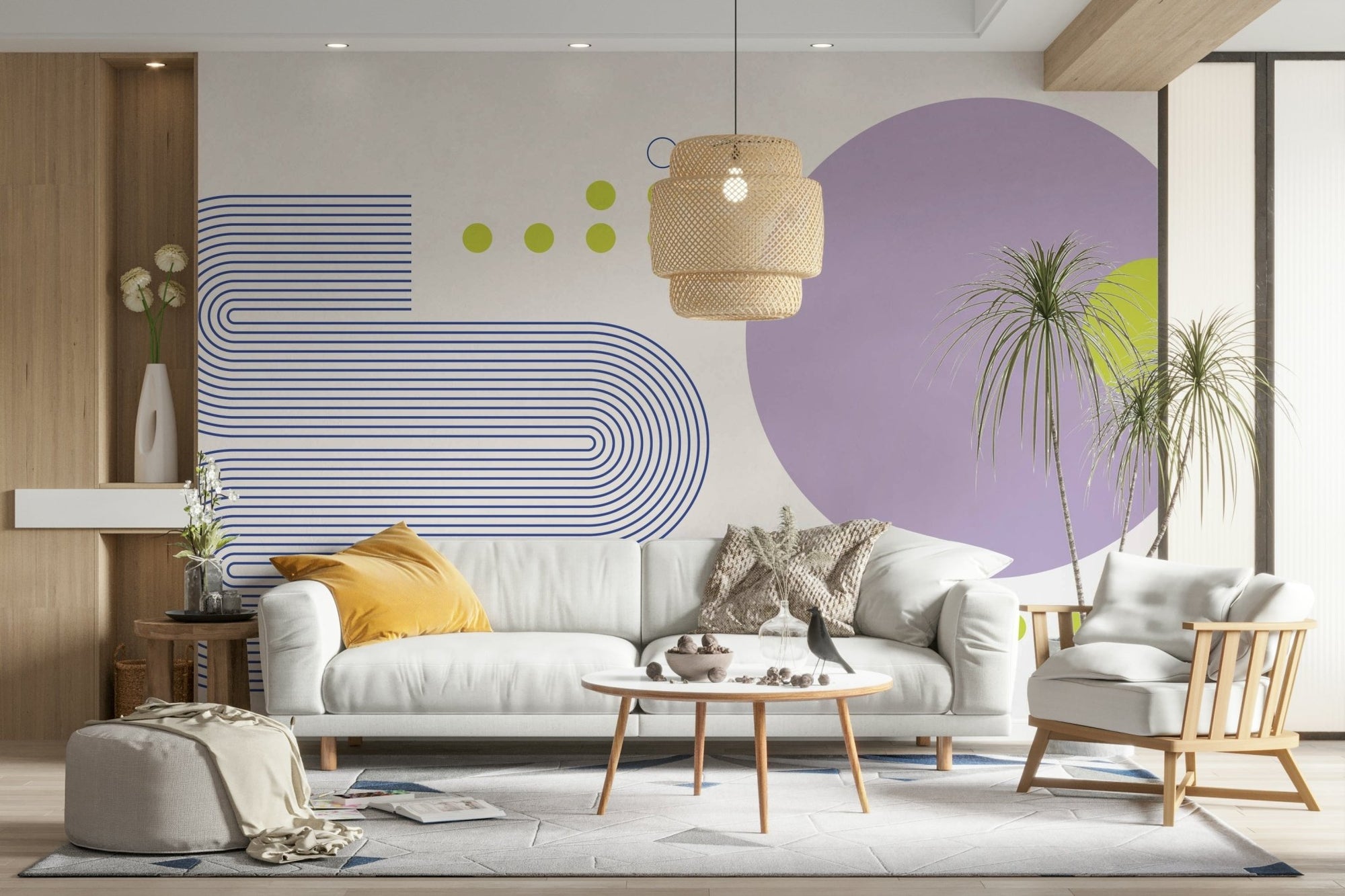 Bold Bauhaus Geometry Wall Mural full view GD583

