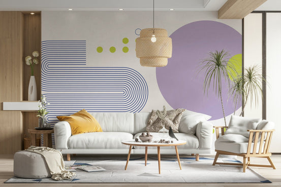 Bold Bauhaus Geometry Wall Mural full view GD583

