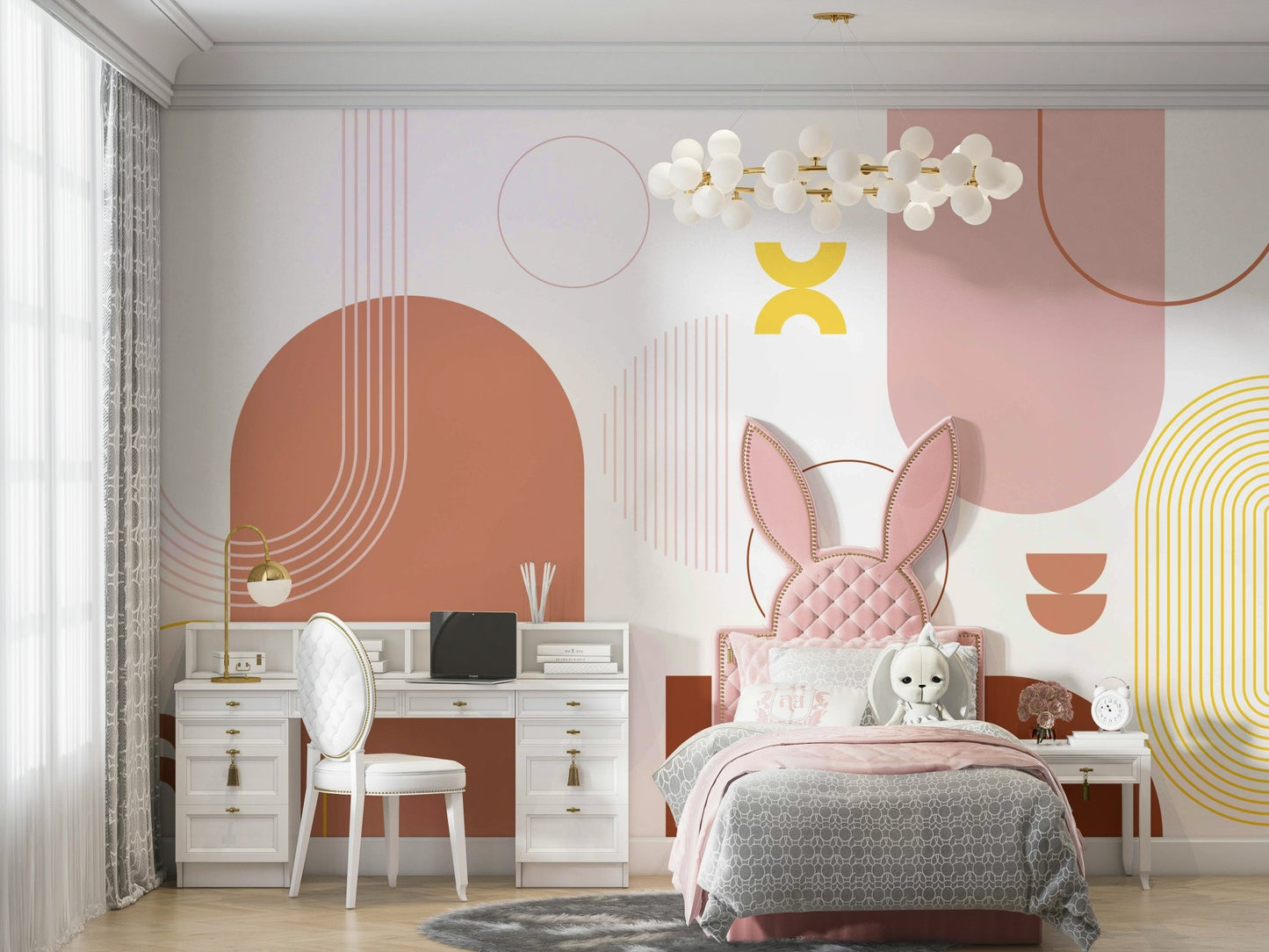 Close-up of geometric shapes wall mural


