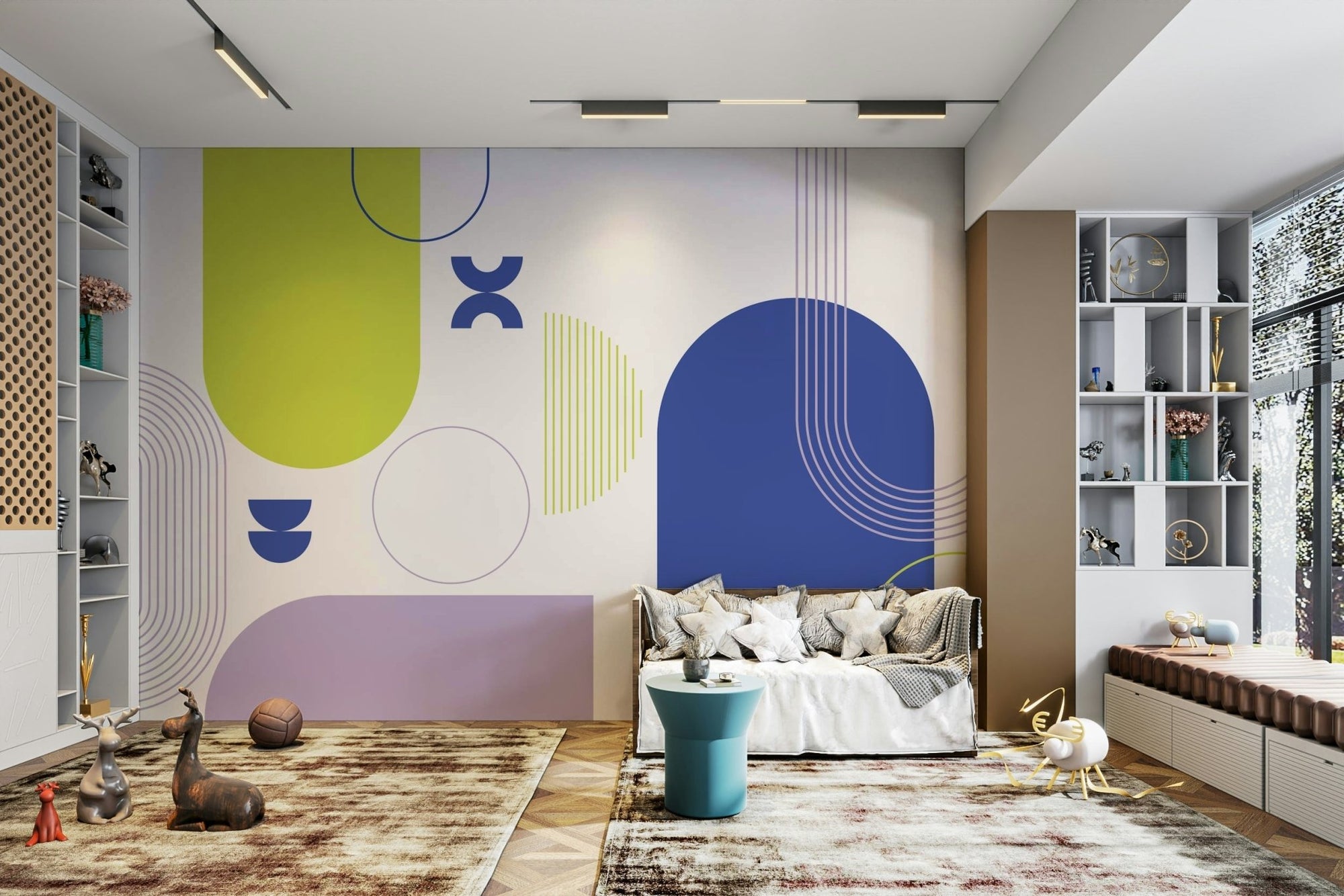 Bold Geometric Shapes Wall Mural full view GD592

