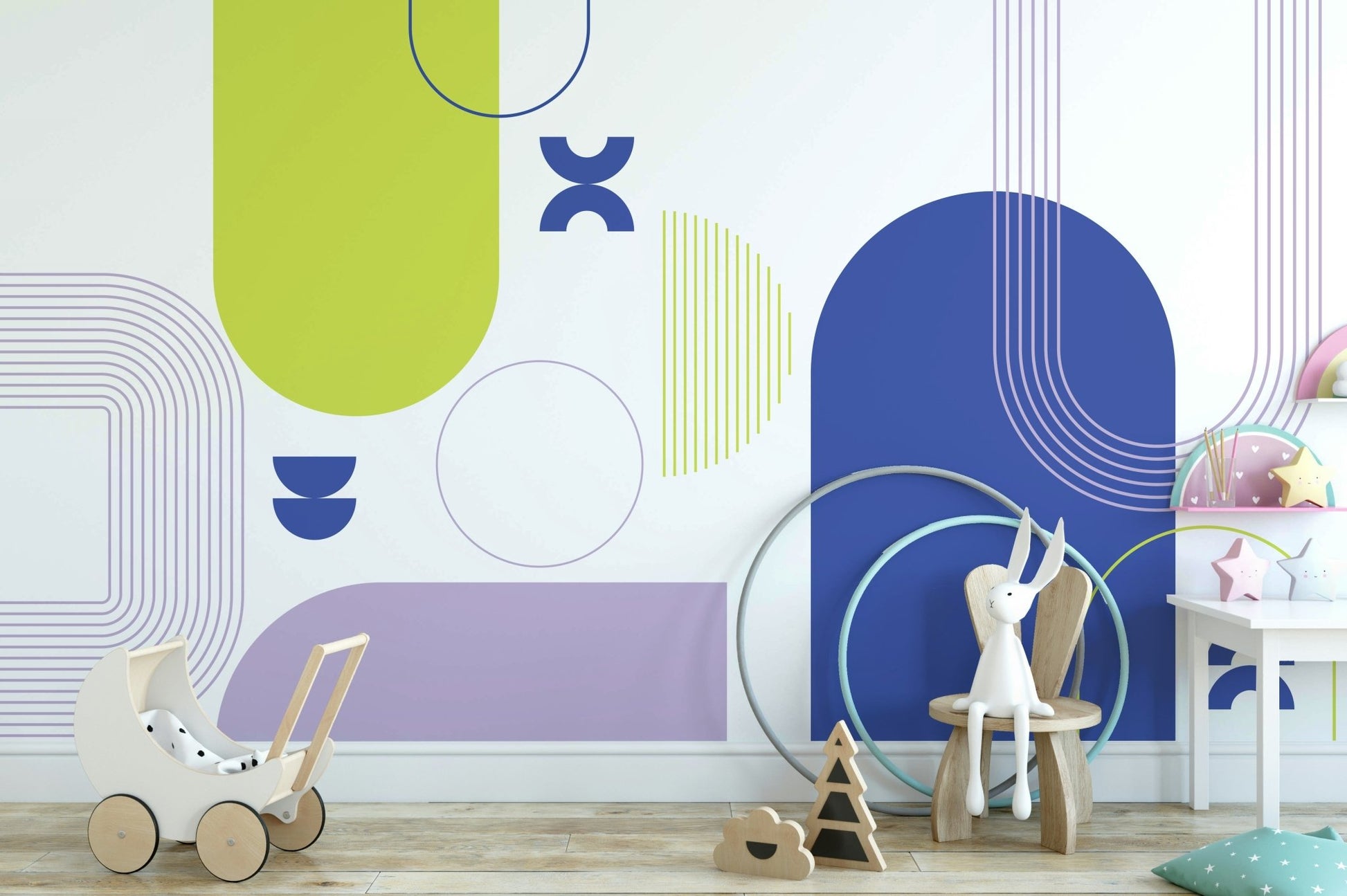 Living room with bold shapes wall mural

