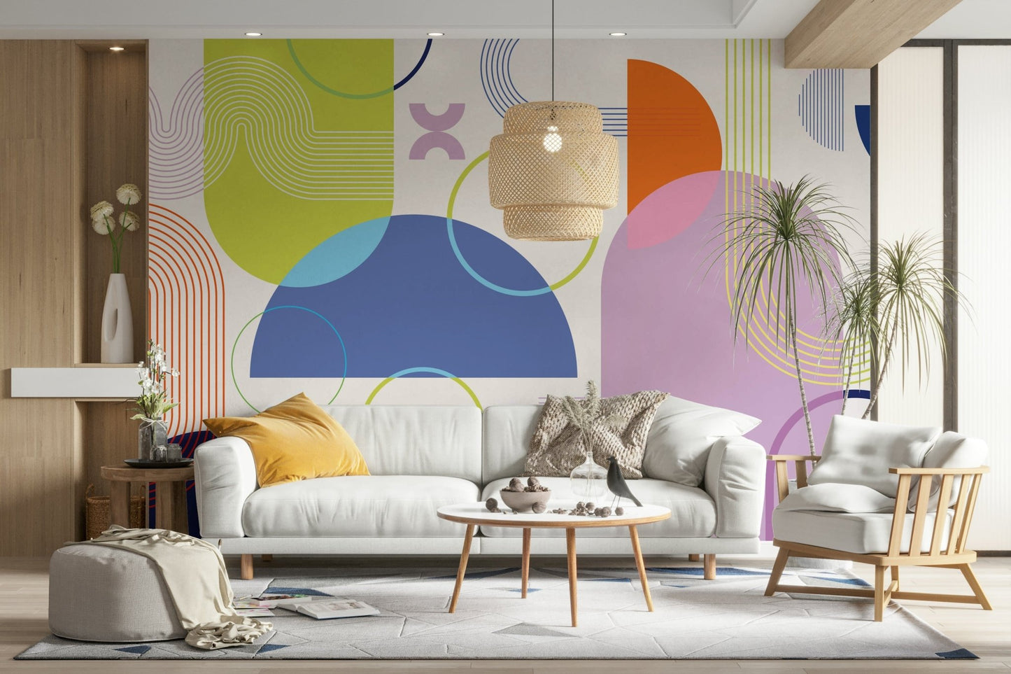 Bedroom accent wall with sharp design

