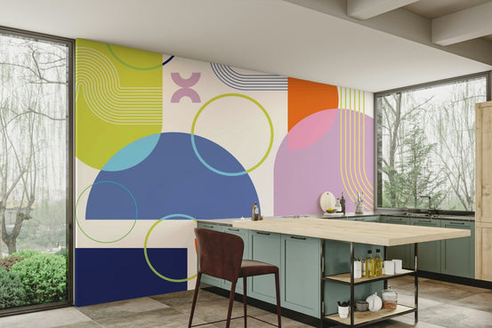 Bold Geometric Wall Mural full view GD591

