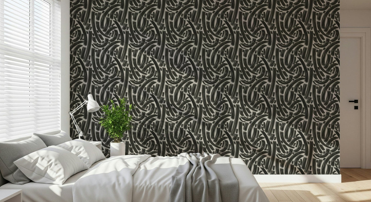 A peaceful geometric design mural on decorative wallpaper., GD5310