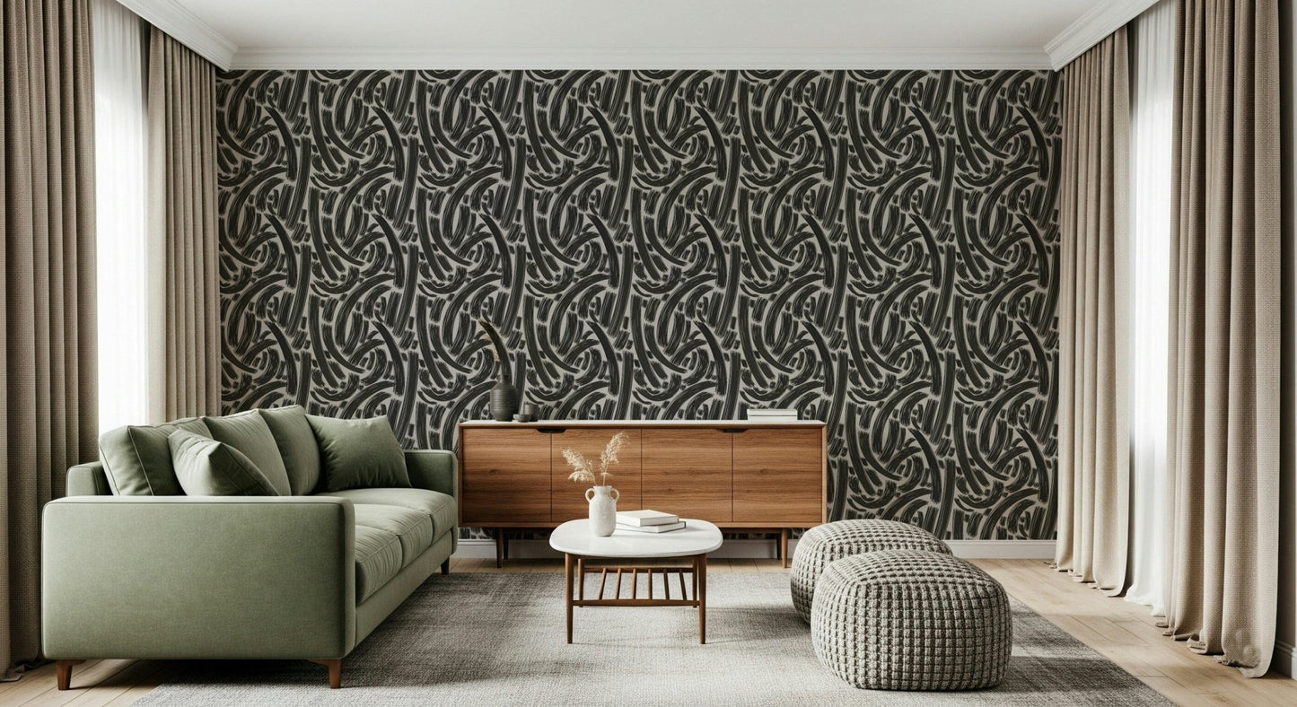 A serene abstract pattern wall mural featuring distinct lines., GD5310