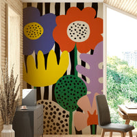 Colorful floral abstract mural in Matisse-inspired style, GD2140