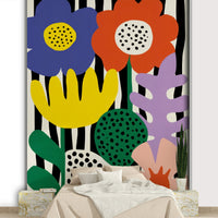 Whimsical cut-out floral wall mural with bold colors, GD2140